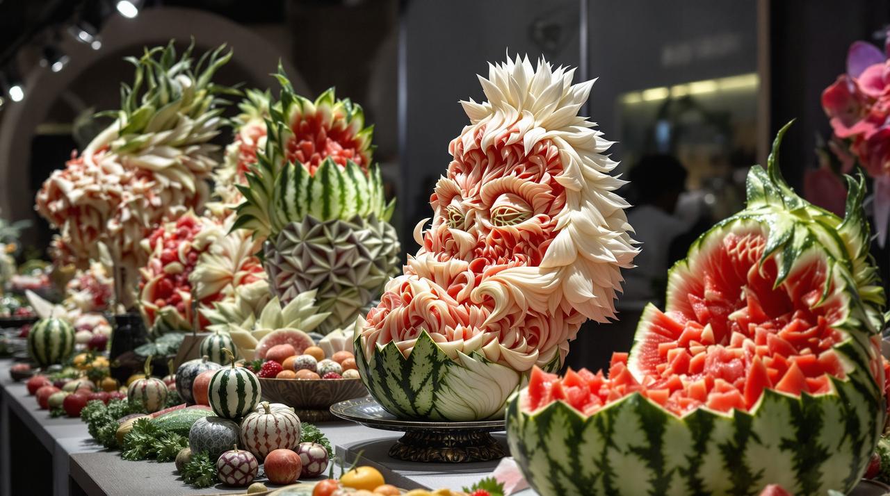 水果雕刻艺术展：刀尖上的果味